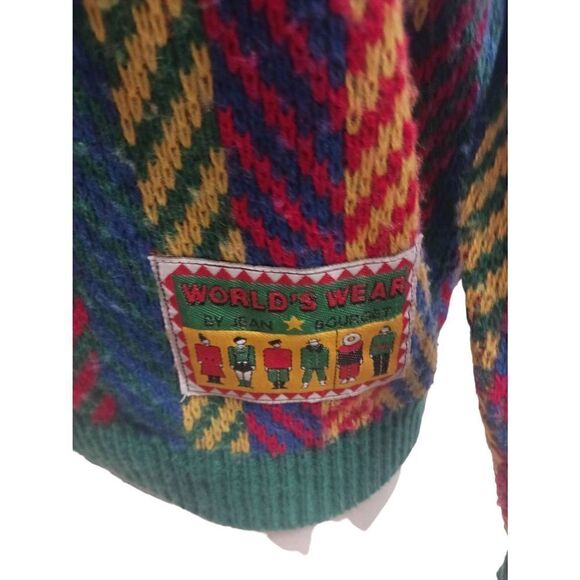 Vintage wool 80s zig zag chunky vibrant sweater - Picture 4 of 5